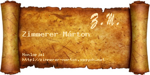 Zimmerer Márton névjegykártya